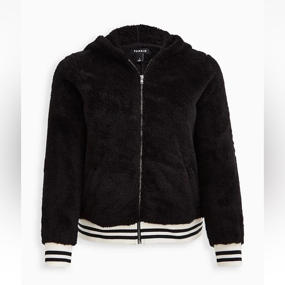 Torrid 00x 10 Faux Fur Hooded Zip Up Bomber Jacket